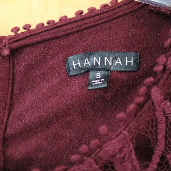 SOLD Hannah faux suede crochet lace Top - Burgundy - Picture 6 of 8